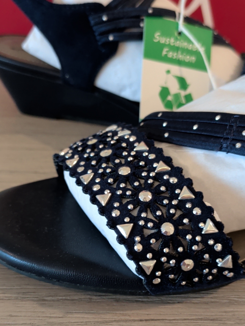 IMPO NWT Sandals 8.5 BlueSilver Studs - Picture 3 of 6